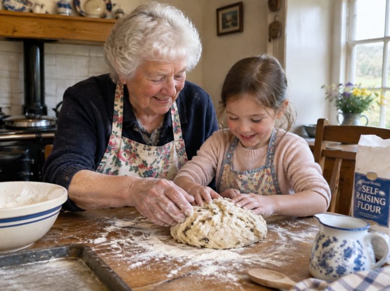 Teaching Rosie to make soda bread
